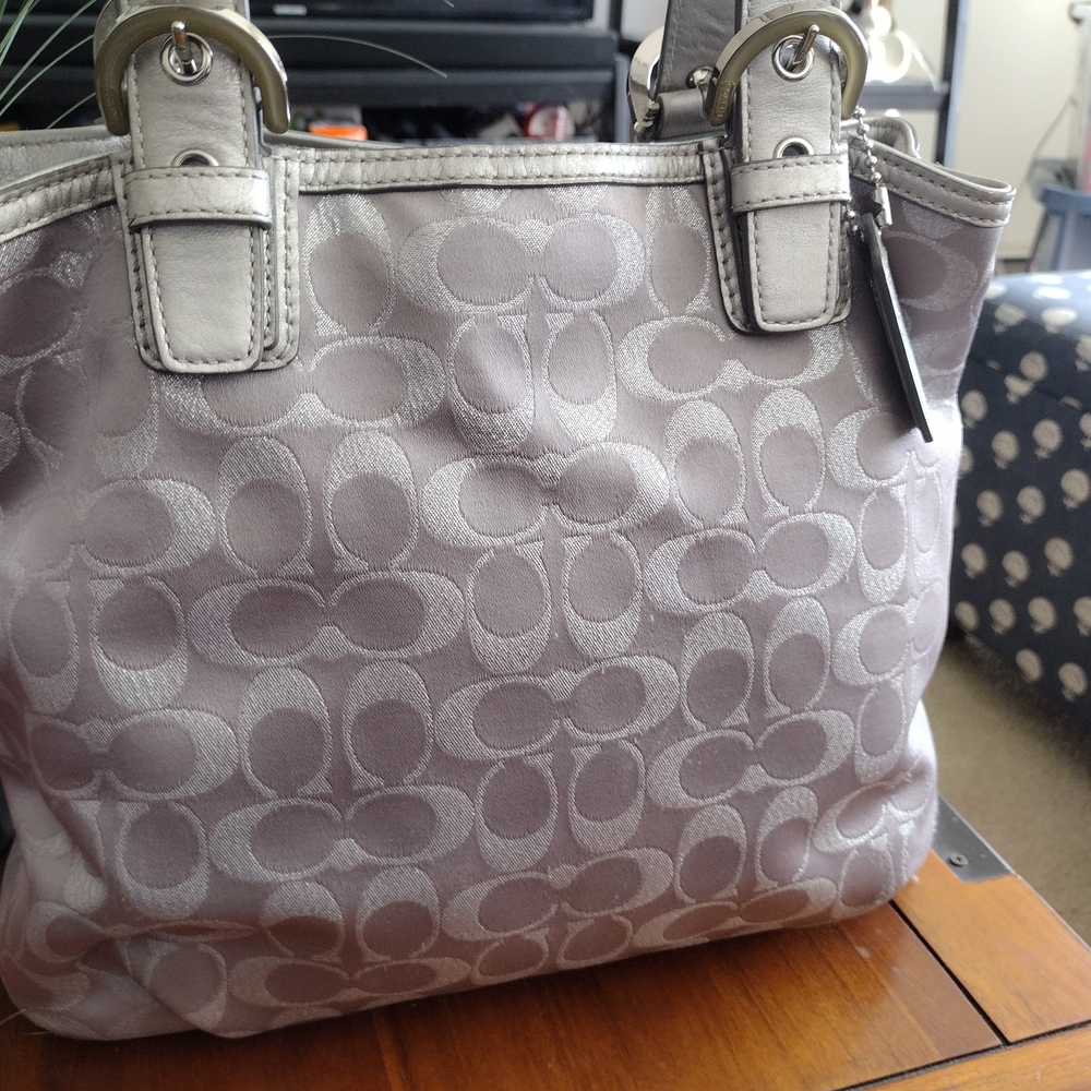 Coach Soho North South Metallic/Lavender Signature Tote Bag - Picture 3 of 11